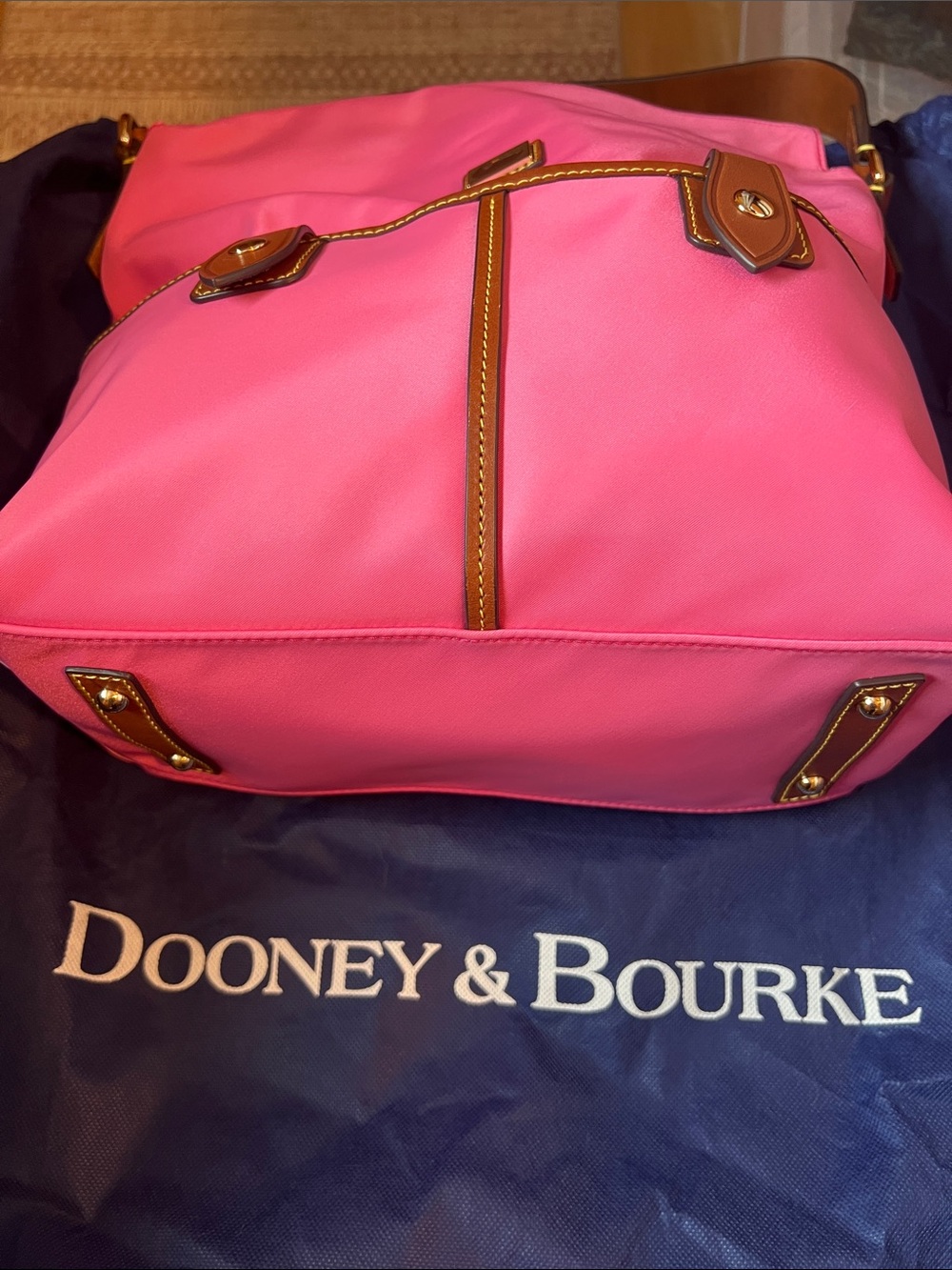 Dooney & Bourke Bright Pink Shoulder Tote leather trim